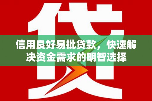 郾城信用良好易批贷款，快速解决资金需求的明智选择