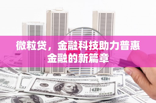 郾城微粒贷，金融科技助力普惠金融的新篇章