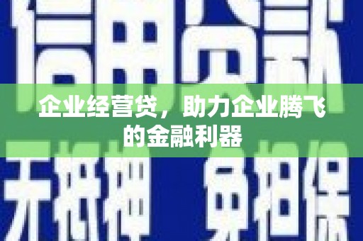 郾城企业经营贷，助力企业腾飞的金融利器