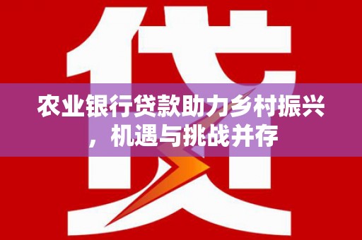 郾城农业银行贷款助力乡村振兴，机遇与挑战并存