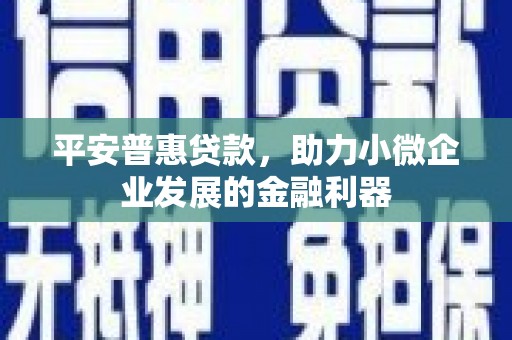 郾城平安普惠贷款，助力小微企业发展的金融利器